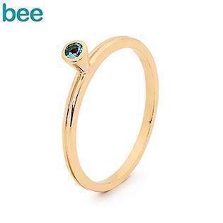Bee Jewelry gold ring in 9 kt. with blue topaz